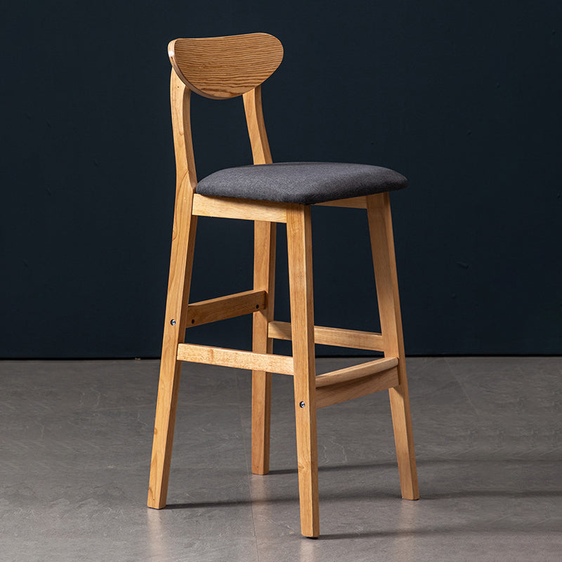 40" H Solid Wood Barstool Nordic Style Indoor Backrest Counter Stools with Cushion Grey 1 Piece Clearhalo 'Bar Furniture' 'Bar Stools' 'bar_stools' 'furniture_bar_stools' 'Kitchen & Dining Furniture' 'kitchen&dining_furn' 'kitchen' 'kitchen_furn' Furniture' 4182622