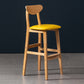 40" H Solid Wood Barstool Nordic Style Indoor Backrest Counter Stools with Cushion Dark Yellow 1 Piece Clearhalo 'Bar Furniture' 'Bar Stools' 'bar_stools' 'furniture_bar_stools' 'Kitchen & Dining Furniture' 'kitchen&dining_furn' 'kitchen' 'kitchen_furn' Furniture' 4182628