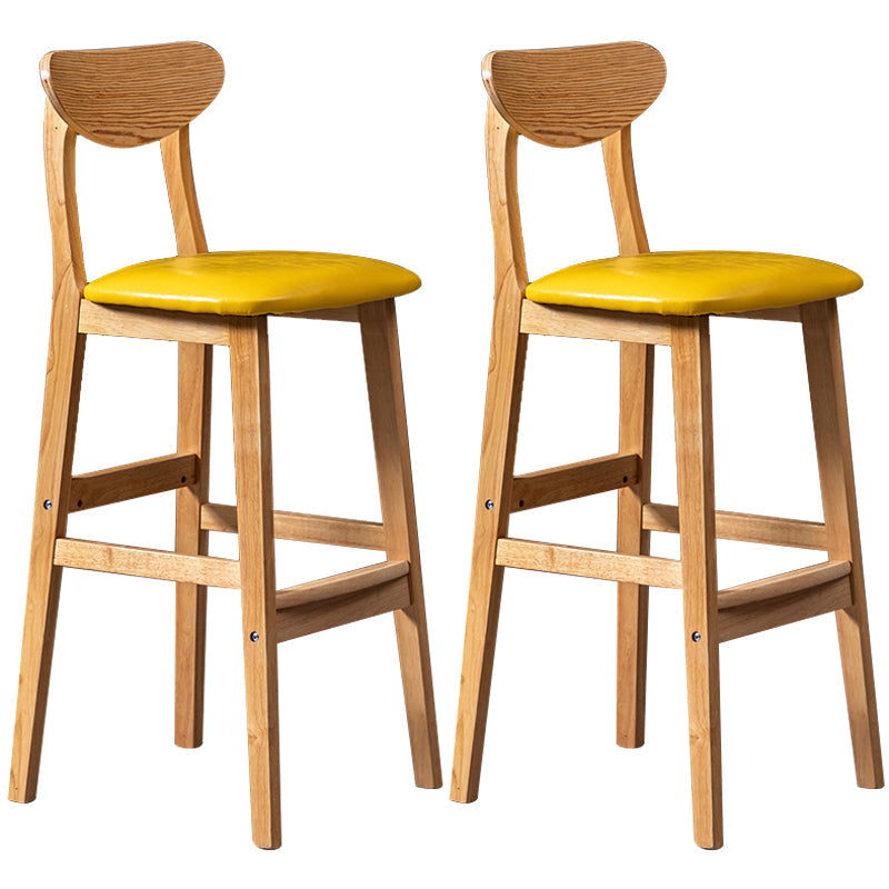 40" H Solid Wood Barstool Nordic Style Indoor Backrest Counter Stools with Cushion Dark Yellow Set of 2 Clearhalo 'Bar Furniture' 'Bar Stools' 'bar_stools' 'furniture_bar_stools' 'Kitchen & Dining Furniture' 'kitchen&dining_furn' 'kitchen' 'kitchen_furn' Furniture' 4182630
