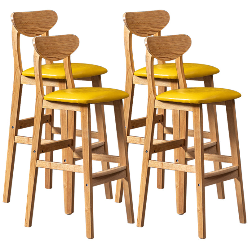 40" H Solid Wood Barstool Nordic Style Indoor Backrest Counter Stools with Cushion Dark Yellow Set of 4 Clearhalo 'Bar Furniture' 'Bar Stools' 'bar_stools' 'furniture_bar_stools' 'Kitchen & Dining Furniture' 'kitchen&dining_furn' 'kitchen' 'kitchen_furn' Furniture' 4182632