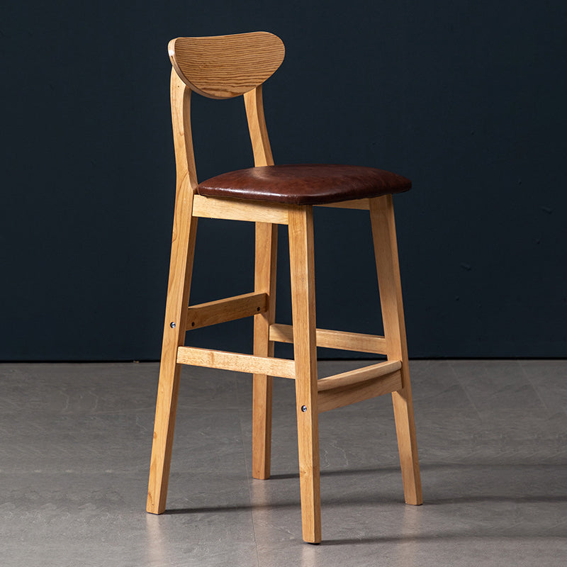 40" H Solid Wood Barstool Nordic Style Indoor Backrest Counter Stools with Cushion Dark Coffee 1 Piece Clearhalo 'Bar Furniture' 'Bar Stools' 'bar_stools' 'furniture_bar_stools' 'Kitchen & Dining Furniture' 'kitchen&dining_furn' 'kitchen' 'kitchen_furn' Furniture' 4182634
