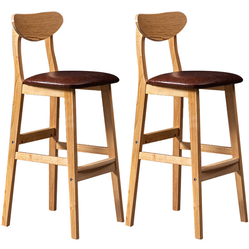 40" H Solid Wood Barstool Nordic Style Indoor Backrest Counter Stools with Cushion Dark Coffee Set of 2 Clearhalo 'Bar Furniture' 'Bar Stools' 'bar_stools' 'furniture_bar_stools' 'Kitchen & Dining Furniture' 'kitchen&dining_furn' 'kitchen' 'kitchen_furn' Furniture' 4182635