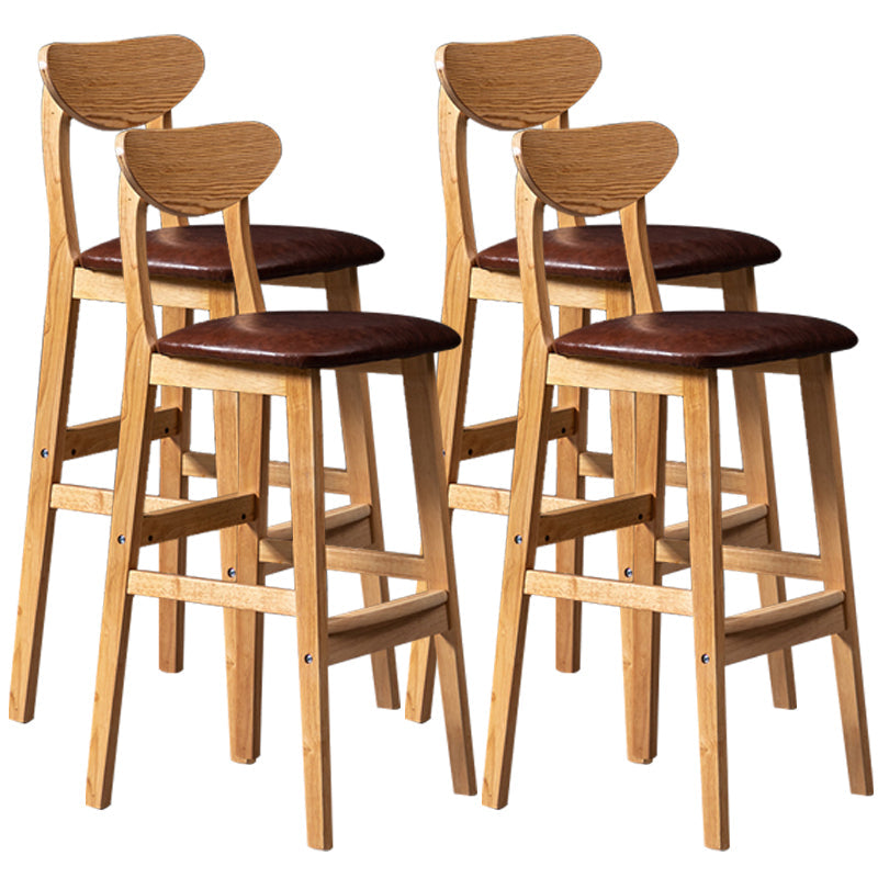 40" H Solid Wood Barstool Nordic Style Indoor Backrest Counter Stools with Cushion Dark Coffee Set of 4 Clearhalo 'Bar Furniture' 'Bar Stools' 'bar_stools' 'furniture_bar_stools' 'Kitchen & Dining Furniture' 'kitchen&dining_furn' 'kitchen' 'kitchen_furn' Furniture' 4182637