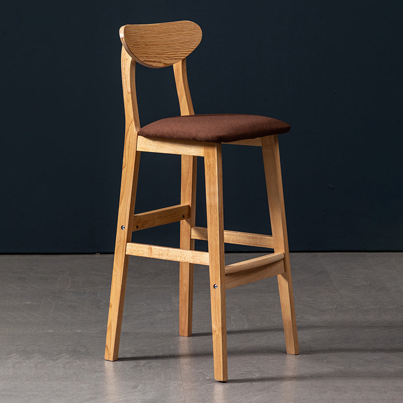 40" H Solid Wood Barstool Nordic Style Indoor Backrest Counter Stools with Cushion Coffee 1 Piece Clearhalo 'Bar Furniture' 'Bar Stools' 'bar_stools' 'furniture_bar_stools' 'Kitchen & Dining Furniture' 'kitchen&dining_furn' 'kitchen' 'kitchen_furn' Furniture' 4182638