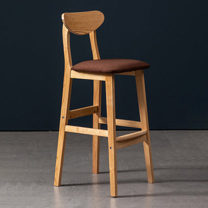 40" H Solid Wood Barstool Nordic Style Indoor Backrest Counter Stools with Cushion Coffee 1 Piece Clearhalo 'Bar Furniture' 'Bar Stools' 'bar_stools' 'furniture_bar_stools' 'Kitchen & Dining Furniture' 'kitchen&dining_furn' 'kitchen' 'kitchen_furn' Furniture' 4182638