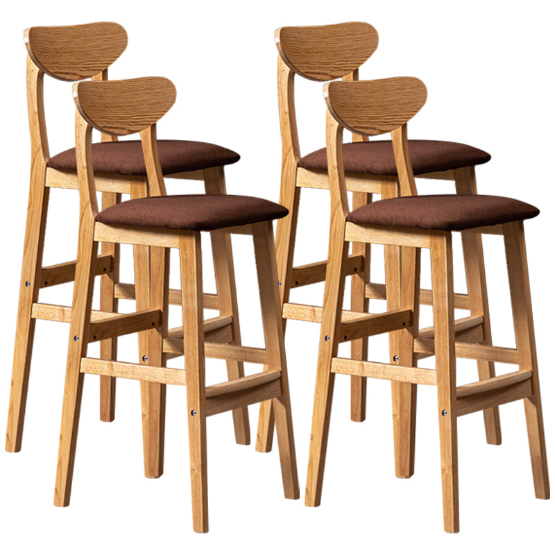 40" H Solid Wood Barstool Nordic Style Indoor Backrest Counter Stools with Cushion Coffee Set of 4 Clearhalo 'Bar Furniture' 'Bar Stools' 'bar_stools' 'furniture_bar_stools' 'Kitchen & Dining Furniture' 'kitchen&dining_furn' 'kitchen' 'kitchen_furn' Furniture' 4182640