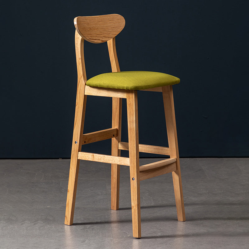 40" H Solid Wood Barstool Nordic Style Indoor Backrest Counter Stools with Cushion Yellow-Green 1 Piece Clearhalo 'Bar Furniture' 'Bar Stools' 'bar_stools' 'furniture_bar_stools' 'Kitchen & Dining Furniture' 'kitchen&dining_furn' 'kitchen' 'kitchen_furn' Furniture' 4182641