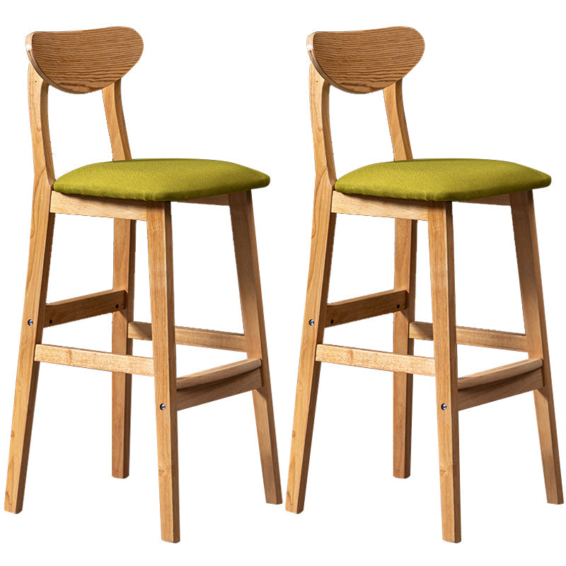 40" H Solid Wood Barstool Nordic Style Indoor Backrest Counter Stools with Cushion Yellow-Green Set of 2 Clearhalo 'Bar Furniture' 'Bar Stools' 'bar_stools' 'furniture_bar_stools' 'Kitchen & Dining Furniture' 'kitchen&dining_furn' 'kitchen' 'kitchen_furn' Furniture' 4182642