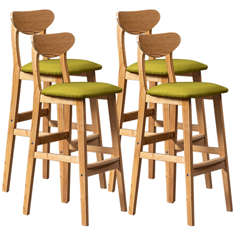40" H Solid Wood Barstool Nordic Style Indoor Backrest Counter Stools with Cushion Yellow-Green Set of 4 Clearhalo 'Bar Furniture' 'Bar Stools' 'bar_stools' 'furniture_bar_stools' 'Kitchen & Dining Furniture' 'kitchen&dining_furn' 'kitchen' 'kitchen_furn' Furniture' 4182643