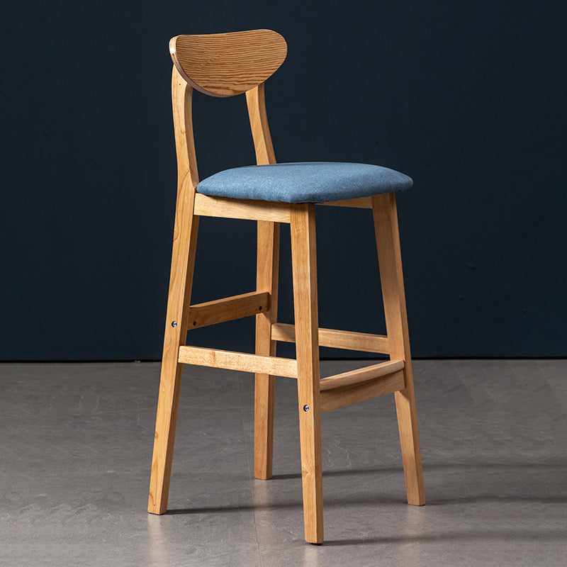 40" H Solid Wood Barstool Nordic Style Indoor Backrest Counter Stools with Cushion Blue 1 Piece Clearhalo 'Bar Furniture' 'Bar Stools' 'bar_stools' 'furniture_bar_stools' 'Kitchen & Dining Furniture' 'kitchen&dining_furn' 'kitchen' 'kitchen_furn' Furniture' 4182644
