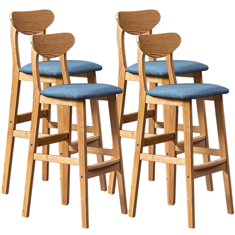 40" H Solid Wood Barstool Nordic Style Indoor Backrest Counter Stools with Cushion Blue Set of 4 Clearhalo 'Bar Furniture' 'Bar Stools' 'bar_stools' 'furniture_bar_stools' 'Kitchen & Dining Furniture' 'kitchen&dining_furn' 'kitchen' 'kitchen_furn' Furniture' 4182646