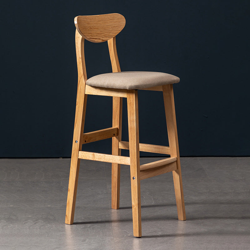 40" H Solid Wood Barstool Nordic Style Indoor Backrest Counter Stools with Cushion Beige 1 Piece Clearhalo 'Bar Furniture' 'Bar Stools' 'bar_stools' 'furniture_bar_stools' 'Kitchen & Dining Furniture' 'kitchen&dining_furn' 'kitchen' 'kitchen_furn' Furniture' 4182647