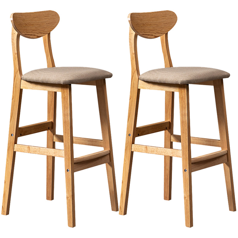 40" H Solid Wood Barstool Nordic Style Indoor Backrest Counter Stools with Cushion Beige Set of 2 Clearhalo 'Bar Furniture' 'Bar Stools' 'bar_stools' 'furniture_bar_stools' 'Kitchen & Dining Furniture' 'kitchen&dining_furn' 'kitchen' 'kitchen_furn' Furniture' 4182648