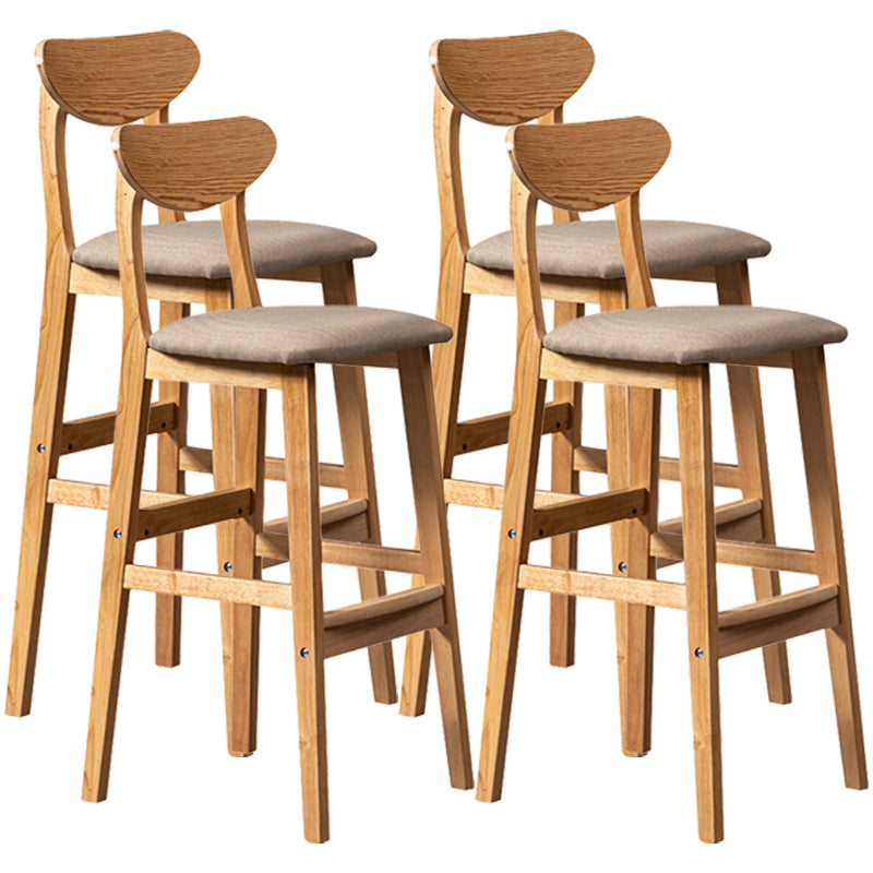 40" H Solid Wood Barstool Nordic Style Indoor Backrest Counter Stools with Cushion Beige Set of 4 Clearhalo 'Bar Furniture' 'Bar Stools' 'bar_stools' 'furniture_bar_stools' 'Kitchen & Dining Furniture' 'kitchen&dining_furn' 'kitchen' 'kitchen_furn' Furniture' 4182649