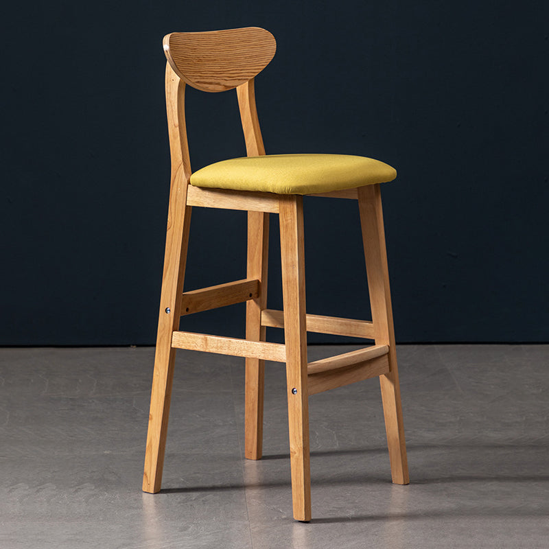 40" H Solid Wood Barstool Nordic Style Indoor Backrest Counter Stools with Cushion Yellow 1 Piece Clearhalo 'Bar Furniture' 'Bar Stools' 'bar_stools' 'furniture_bar_stools' 'Kitchen & Dining Furniture' 'kitchen&dining_furn' 'kitchen' 'kitchen_furn' Furniture' 4182650