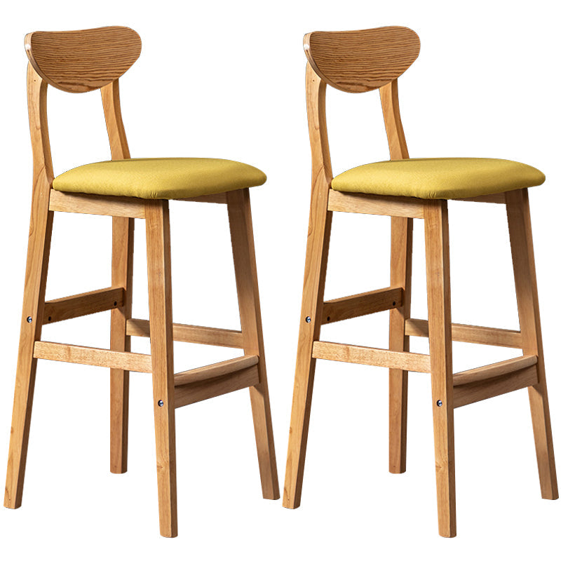 40" H Solid Wood Barstool Nordic Style Indoor Backrest Counter Stools with Cushion Yellow Set of 2 Clearhalo 'Bar Furniture' 'Bar Stools' 'bar_stools' 'furniture_bar_stools' 'Kitchen & Dining Furniture' 'kitchen&dining_furn' 'kitchen' 'kitchen_furn' Furniture' 4182651