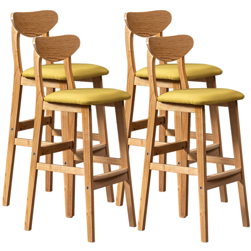 40" H Solid Wood Barstool Nordic Style Indoor Backrest Counter Stools with Cushion Yellow Set of 4 Clearhalo 'Bar Furniture' 'Bar Stools' 'bar_stools' 'furniture_bar_stools' 'Kitchen & Dining Furniture' 'kitchen&dining_furn' 'kitchen' 'kitchen_furn' Furniture' 4182652