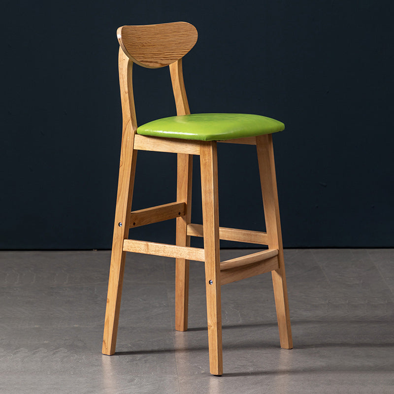 40" H Solid Wood Barstool Nordic Style Indoor Backrest Counter Stools with Cushion Green 1 Piece Clearhalo 'Bar Furniture' 'Bar Stools' 'bar_stools' 'furniture_bar_stools' 'Kitchen & Dining Furniture' 'kitchen&dining_furn' 'kitchen' 'kitchen_furn' Furniture' 4182653