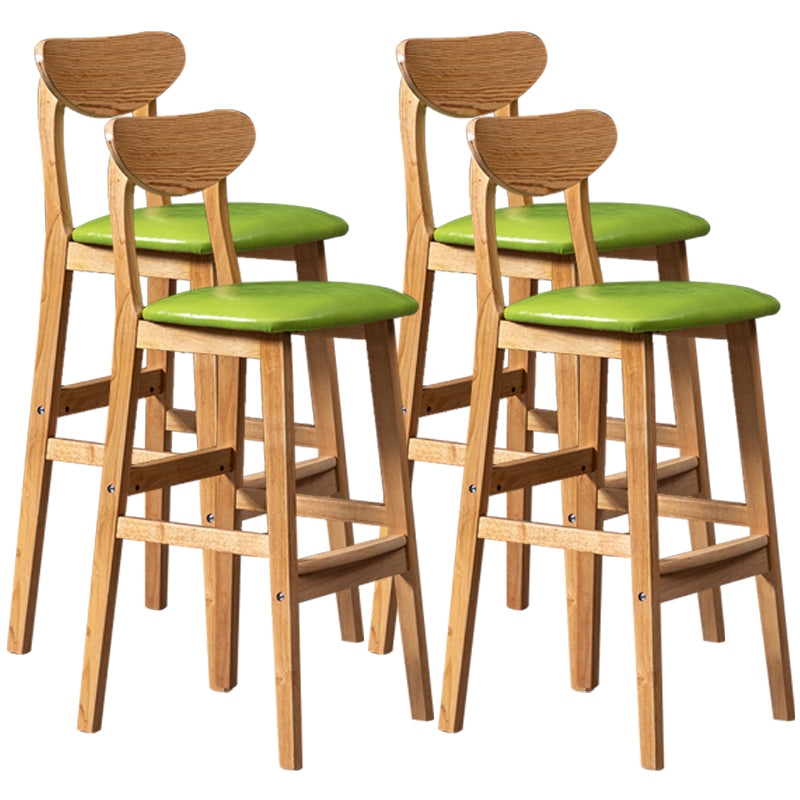 40" H Solid Wood Barstool Nordic Style Indoor Backrest Counter Stools with Cushion Green Set of 4 Clearhalo 'Bar Furniture' 'Bar Stools' 'bar_stools' 'furniture_bar_stools' 'Kitchen & Dining Furniture' 'kitchen&dining_furn' 'kitchen' 'kitchen_furn' Furniture' 4182655
