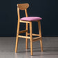 40" H Solid Wood Barstool Nordic Style Indoor Backrest Counter Stools with Cushion Pink 1 Piece Clearhalo 'Bar Furniture' 'Bar Stools' 'bar_stools' 'furniture_bar_stools' 'Kitchen & Dining Furniture' 'kitchen&dining_furn' 'kitchen' 'kitchen_furn' Furniture' 4182656