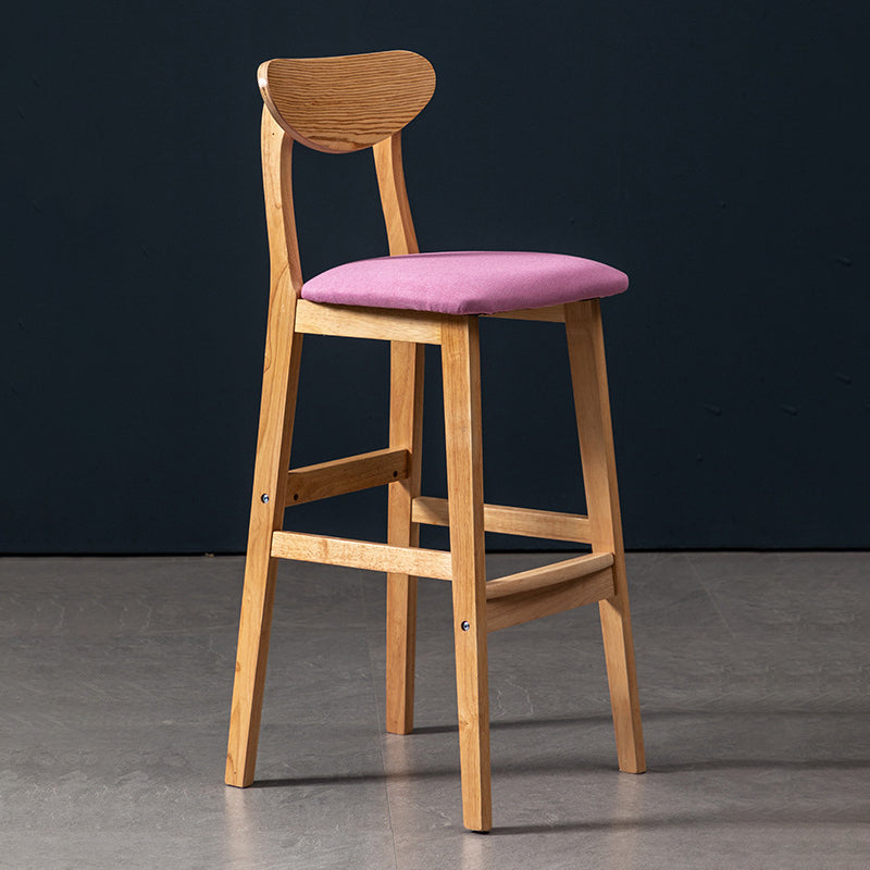 40" H Solid Wood Barstool Nordic Style Indoor Backrest Counter Stools with Cushion Pink 1 Piece Clearhalo 'Bar Furniture' 'Bar Stools' 'bar_stools' 'furniture_bar_stools' 'Kitchen & Dining Furniture' 'kitchen&dining_furn' 'kitchen' 'kitchen_furn' Furniture' 4182656