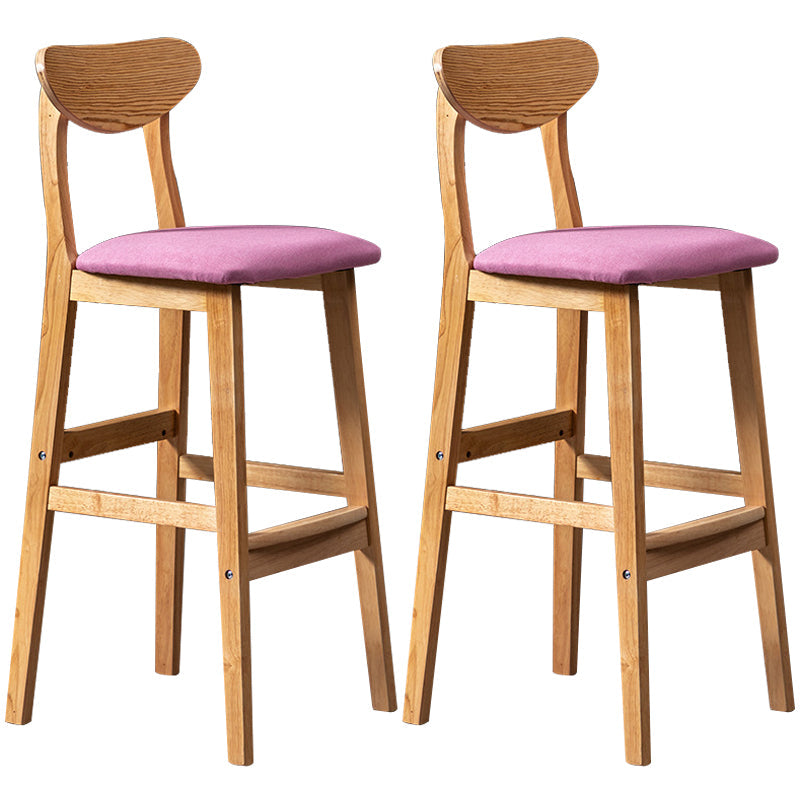 40" H Solid Wood Barstool Nordic Style Indoor Backrest Counter Stools with Cushion Pink Set of 2 Clearhalo 'Bar Furniture' 'Bar Stools' 'bar_stools' 'furniture_bar_stools' 'Kitchen & Dining Furniture' 'kitchen&dining_furn' 'kitchen' 'kitchen_furn' Furniture' 4182657