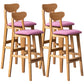 40" H Solid Wood Barstool Nordic Style Indoor Backrest Counter Stools with Cushion Pink Set of 4 Clearhalo 'Bar Furniture' 'Bar Stools' 'bar_stools' 'furniture_bar_stools' 'Kitchen & Dining Furniture' 'kitchen&dining_furn' 'kitchen' 'kitchen_furn' Furniture' 4182658