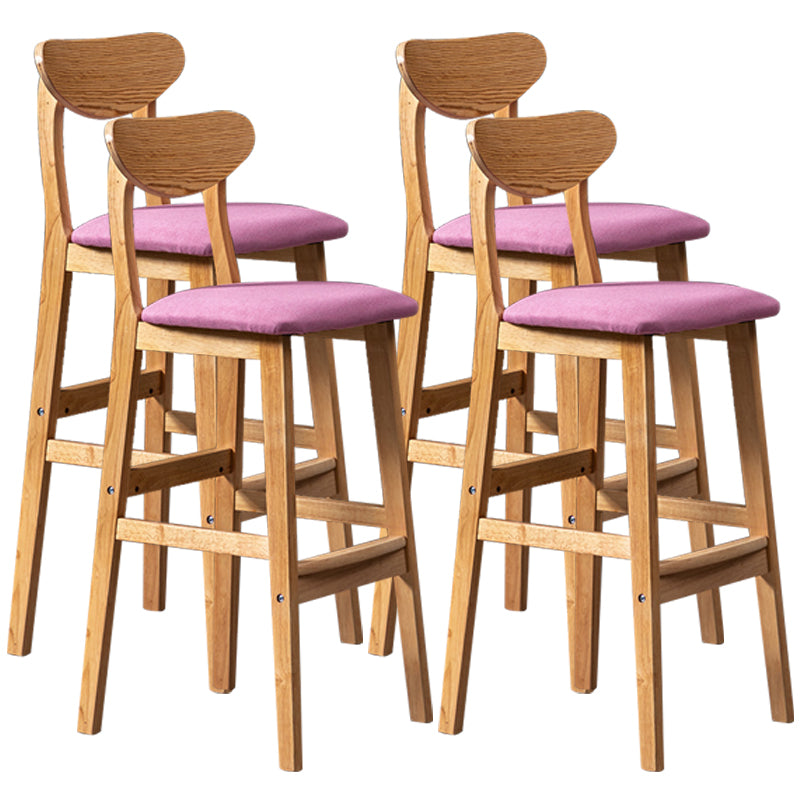 40" H Solid Wood Barstool Nordic Style Indoor Backrest Counter Stools with Cushion Pink Set of 4 Clearhalo 'Bar Furniture' 'Bar Stools' 'bar_stools' 'furniture_bar_stools' 'Kitchen & Dining Furniture' 'kitchen&dining_furn' 'kitchen' 'kitchen_furn' Furniture' 4182658