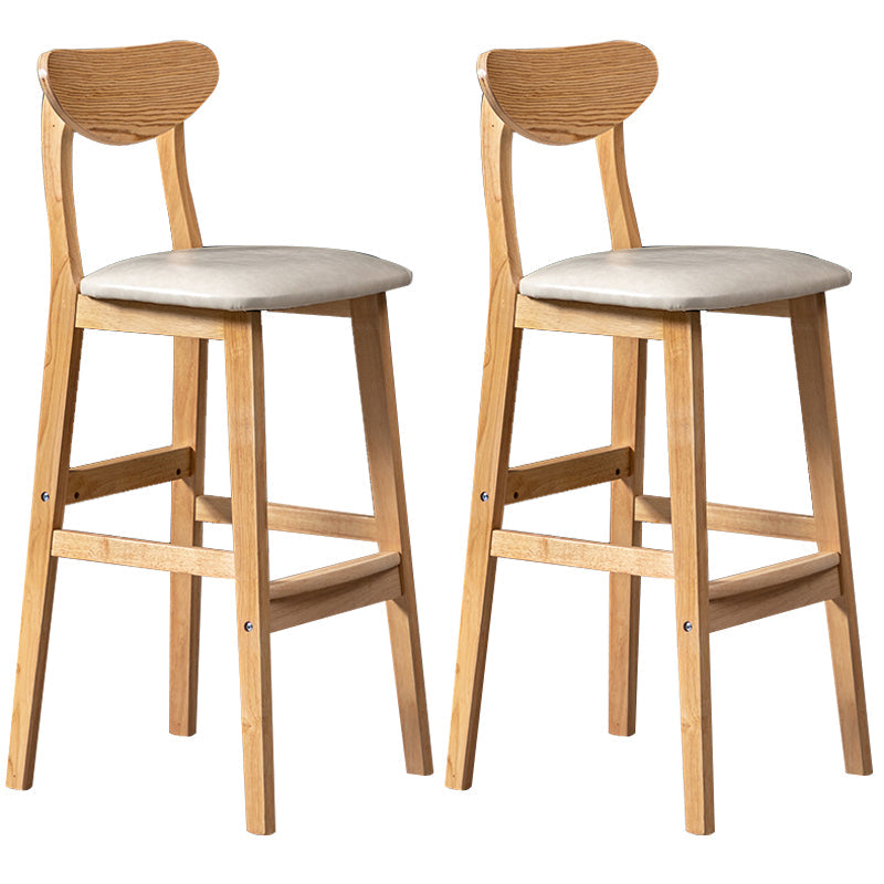 40" H Solid Wood Barstool Nordic Style Indoor Backrest Counter Stools with Cushion Off-White Set of 2 Clearhalo 'Bar Furniture' 'Bar Stools' 'bar_stools' 'furniture_bar_stools' 'Kitchen & Dining Furniture' 'kitchen&dining_furn' 'kitchen' 'kitchen_furn' Furniture' 4182663