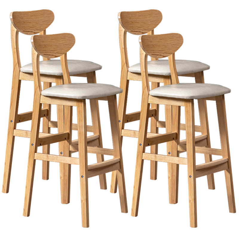 40" H Solid Wood Barstool Nordic Style Indoor Backrest Counter Stools with Cushion Off-White Set of 4 Clearhalo 'Bar Furniture' 'Bar Stools' 'bar_stools' 'furniture_bar_stools' 'Kitchen & Dining Furniture' 'kitchen&dining_furn' 'kitchen' 'kitchen_furn' Furniture' 4182664