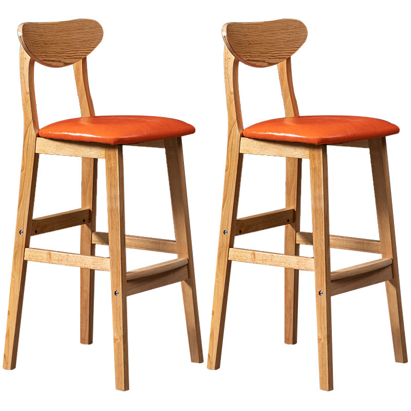 40" H Solid Wood Barstool Nordic Style Indoor Backrest Counter Stools with Cushion Orange Set of 2 Clearhalo 'Bar Furniture' 'Bar Stools' 'bar_stools' 'furniture_bar_stools' 'Kitchen & Dining Furniture' 'kitchen&dining_furn' 'kitchen' 'kitchen_furn' Furniture' 4182666