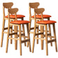 40" H Solid Wood Barstool Nordic Style Indoor Backrest Counter Stools with Cushion Orange Set of 4 Clearhalo 'Bar Furniture' 'Bar Stools' 'bar_stools' 'furniture_bar_stools' 'Kitchen & Dining Furniture' 'kitchen&dining_furn' 'kitchen' 'kitchen_furn' Furniture' 4182667