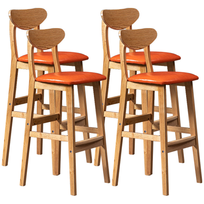40" H Solid Wood Barstool Nordic Style Indoor Backrest Counter Stools with Cushion Orange Set of 4 Clearhalo 'Bar Furniture' 'Bar Stools' 'bar_stools' 'furniture_bar_stools' 'Kitchen & Dining Furniture' 'kitchen&dining_furn' 'kitchen' 'kitchen_furn' Furniture' 4182667