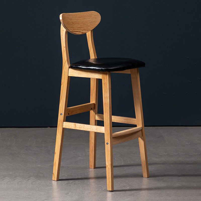40" H Solid Wood Barstool Nordic Style Indoor Backrest Counter Stools with Cushion Black 1 Piece Clearhalo 'Bar Furniture' 'Bar Stools' 'bar_stools' 'furniture_bar_stools' 'Kitchen & Dining Furniture' 'kitchen&dining_furn' 'kitchen' 'kitchen_furn' Furniture' 4182668