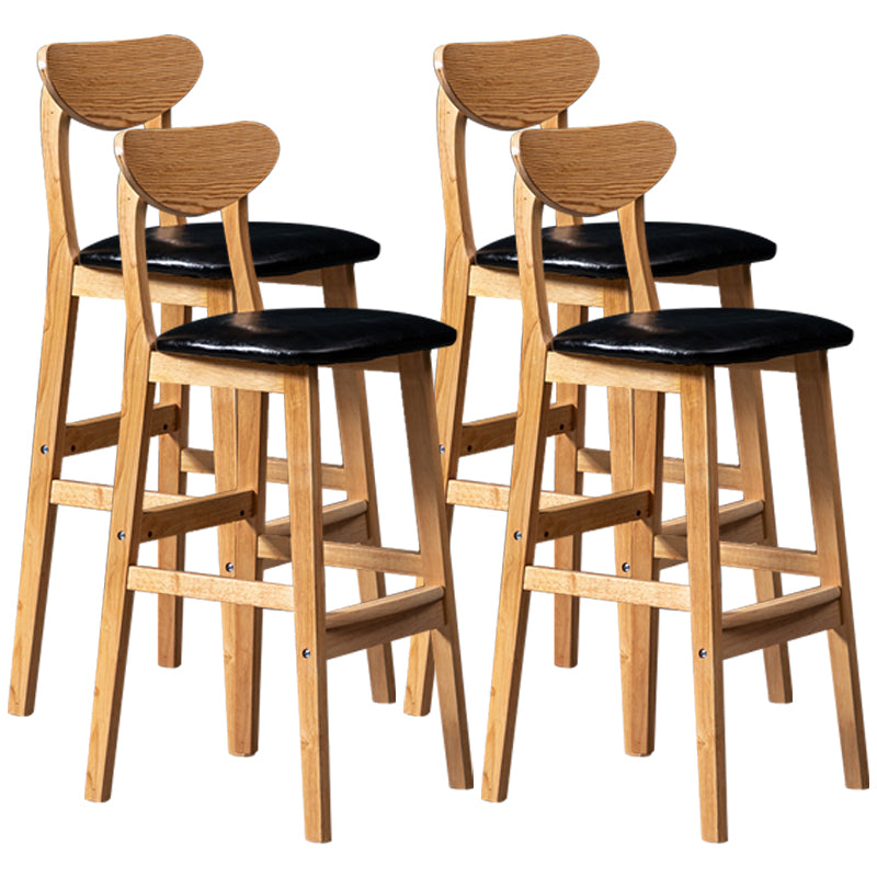 40" H Solid Wood Barstool Nordic Style Indoor Backrest Counter Stools with Cushion Black Set of 4 Clearhalo 'Bar Furniture' 'Bar Stools' 'bar_stools' 'furniture_bar_stools' 'Kitchen & Dining Furniture' 'kitchen&dining_furn' 'kitchen' 'kitchen_furn' Furniture' 4182670