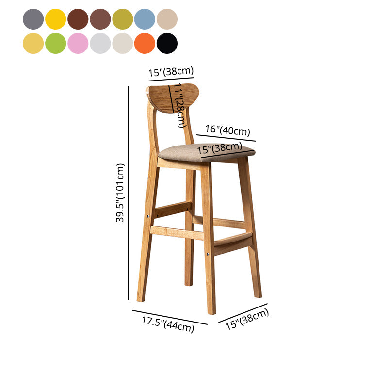 40" H Solid Wood Barstool Nordic Style Indoor Backrest Counter Stools with Cushion Clearhalo 'Bar Furniture' 'Bar Stools' 'bar_stools' 'furniture_bar_stools' 'Kitchen & Dining Furniture' 'kitchen&dining_furn' 'kitchen' 'kitchen_furn' Furniture' 4182671