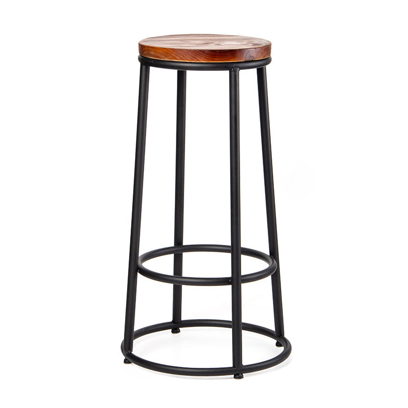 Industrial Armless Barstools Wooden Round Seat Counter Height Stools in Black 1 Piece Bar Stool(30"H) Clearhalo 'Bar Furniture' 'Bar Stools' 'bar_stools' 'furniture_bar_stools' 'Kitchen & Dining Furniture' 'kitchen&dining_furn' 'kitchen' 'kitchen_furn' Furniture' 4182673