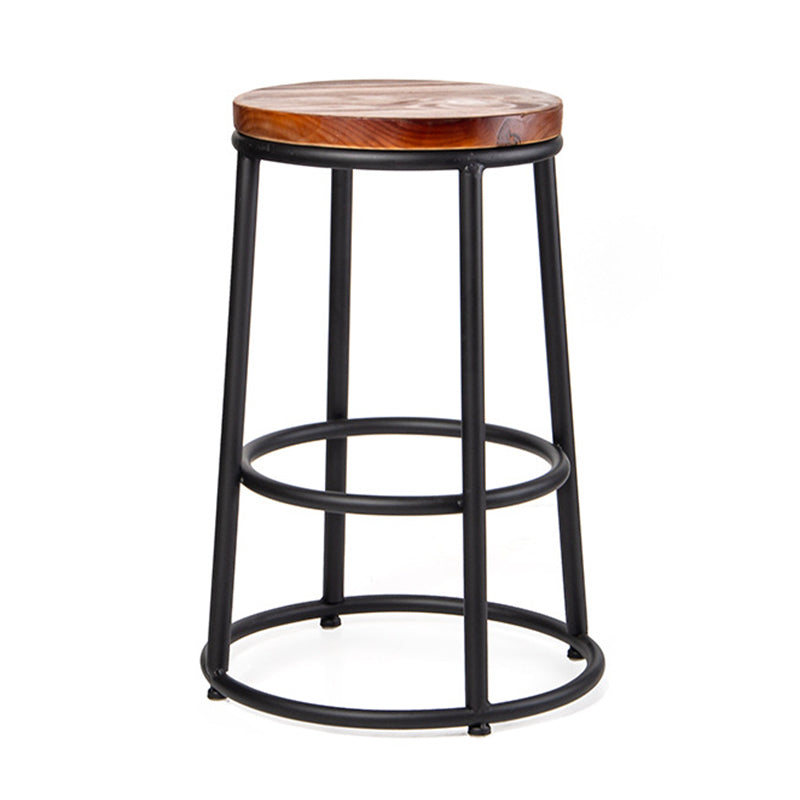 Industrial Armless Barstools Wooden Round Seat Counter Height Stools in Black 1 Piece Counter Stool(26"H) Clearhalo 'Bar Furniture' 'Bar Stools' 'bar_stools' 'furniture_bar_stools' 'Kitchen & Dining Furniture' 'kitchen&dining_furn' 'kitchen' 'kitchen_furn' Furniture' 4182678