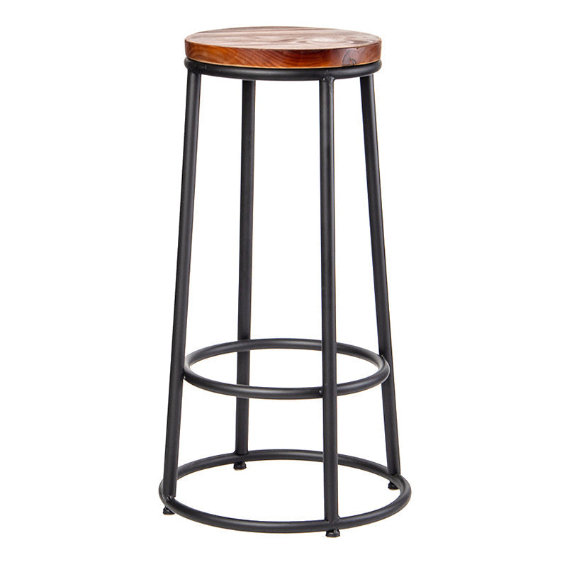 Industrial Armless Barstools Wooden Round Seat Counter Height Stools in Black Clearhalo 'Bar Furniture' 'Bar Stools' 'bar_stools' 'furniture_bar_stools' 'Kitchen & Dining Furniture' 'kitchen&dining_furn' 'kitchen' 'kitchen_furn' Furniture' 4182681