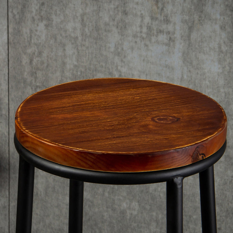 Industrial Armless Barstools Wooden Round Seat Counter Height Stools in Black Clearhalo 'Bar Furniture' 'Bar Stools' 'bar_stools' 'furniture_bar_stools' 'Kitchen & Dining Furniture' 'kitchen&dining_furn' 'kitchen' 'kitchen_furn' Furniture' 4182682