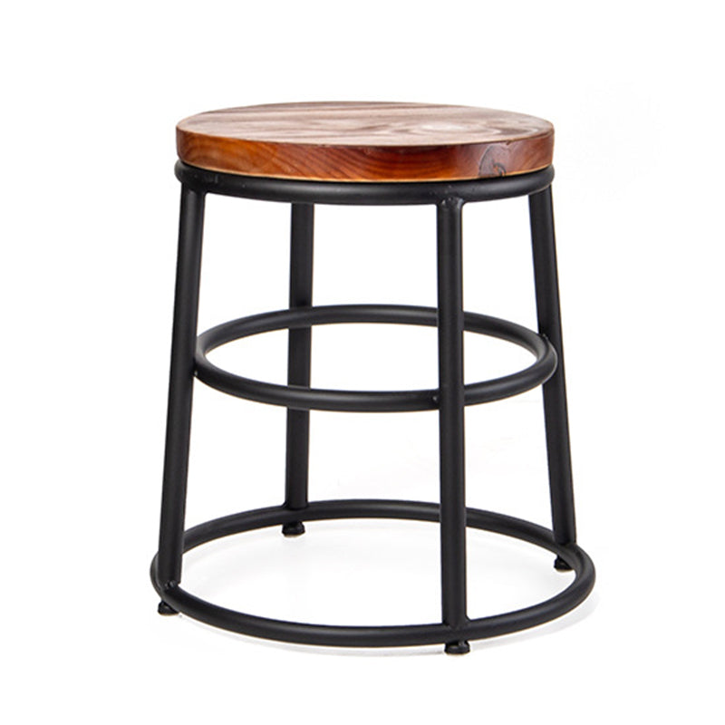 Industrial Armless Barstools Wooden Round Seat Counter Height Stools in Black 1 Piece Short Stool(18"H) Clearhalo 'Bar Furniture' 'Bar Stools' 'bar_stools' 'furniture_bar_stools' 'Kitchen & Dining Furniture' 'kitchen&dining_furn' 'kitchen' 'kitchen_furn' Furniture' 4182684