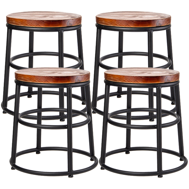 Industrial Armless Barstools Wooden Round Seat Counter Height Stools in Black Set of 4 Short Stool(18"H) Clearhalo 'Bar Furniture' 'Bar Stools' 'bar_stools' 'furniture_bar_stools' 'Kitchen & Dining Furniture' 'kitchen&dining_furn' 'kitchen' 'kitchen_furn' Furniture' 4182688
