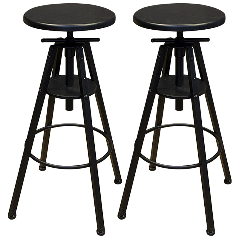 Height Adjustable Metal Barstools Industrial Style Backless Counter Stools Black Iron Set of 2 Clearhalo 'Bar Furniture' 'Bar Stools' 'bar_stools' 'furniture_bar_stools' 'Kitchen & Dining Furniture' 'kitchen&dining_furn' 'kitchen' 'kitchen_furn' Furniture' 4182694