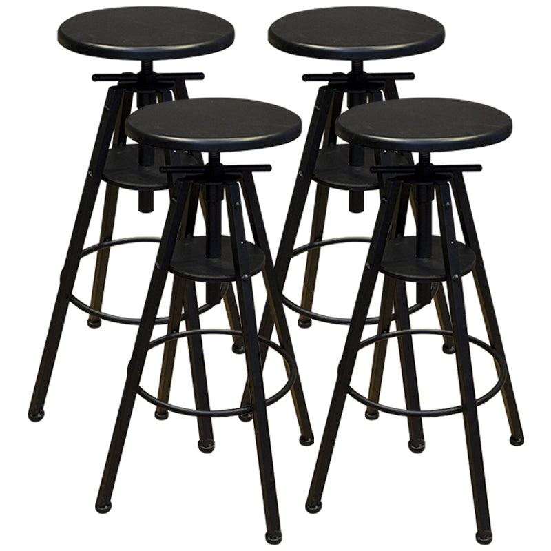 Height Adjustable Metal Barstools Industrial Style Backless Counter Stools Black Iron Set of 4 Clearhalo 'Bar Furniture' 'Bar Stools' 'bar_stools' 'furniture_bar_stools' 'Kitchen & Dining Furniture' 'kitchen&dining_furn' 'kitchen' 'kitchen_furn' Furniture' 4182696