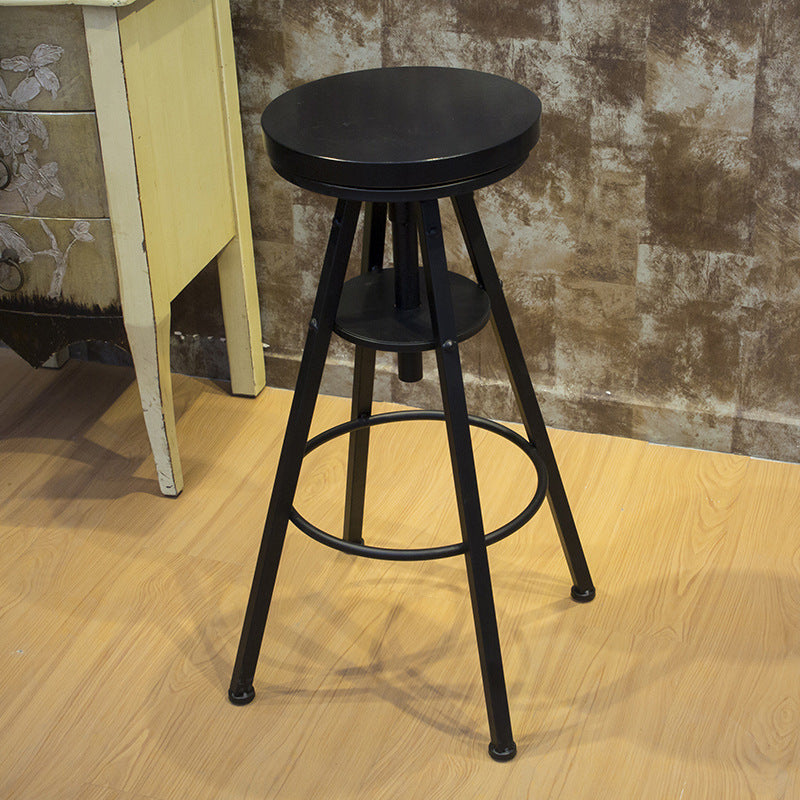 Height Adjustable Metal Barstools Industrial Style Backless Counter Stools Black Solid Wood 1 Piece Clearhalo 'Bar Furniture' 'Bar Stools' 'bar_stools' 'furniture_bar_stools' 'Kitchen & Dining Furniture' 'kitchen&dining_furn' 'kitchen' 'kitchen_furn' Furniture' 4182698