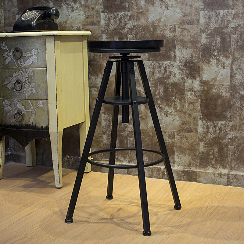 Height Adjustable Metal Barstools Industrial Style Backless Counter Stools Black Clearhalo 'Bar Furniture' 'Bar Stools' 'bar_stools' 'furniture_bar_stools' 'Kitchen & Dining Furniture' 'kitchen&dining_furn' 'kitchen' 'kitchen_furn' Furniture' 4182699