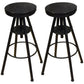 Height Adjustable Metal Barstools Industrial Style Backless Counter Stools Black Solid Wood Set of 2 Clearhalo 'Bar Furniture' 'Bar Stools' 'bar_stools' 'furniture_bar_stools' 'Kitchen & Dining Furniture' 'kitchen&dining_furn' 'kitchen' 'kitchen_furn' Furniture' 4182700