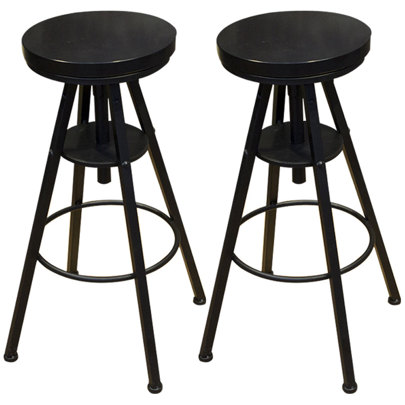 Height Adjustable Metal Barstools Industrial Style Backless Counter Stools Black Solid Wood Set of 2 Clearhalo 'Bar Furniture' 'Bar Stools' 'bar_stools' 'furniture_bar_stools' 'Kitchen & Dining Furniture' 'kitchen&dining_furn' 'kitchen' 'kitchen_furn' Furniture' 4182700