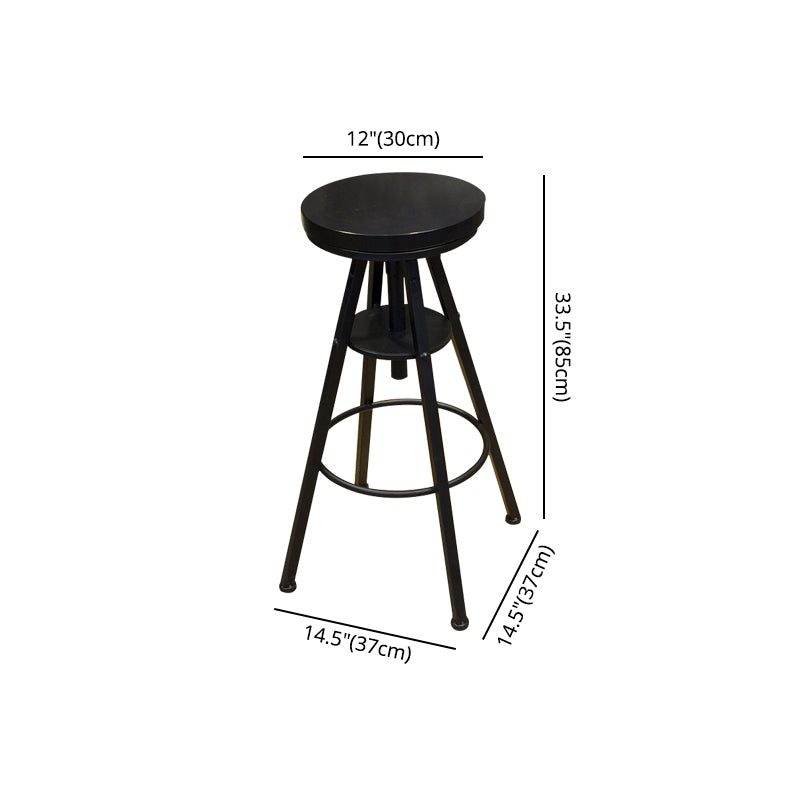 Height Adjustable Metal Barstools Industrial Style Backless Counter Stools Black Clearhalo 'Bar Furniture' 'Bar Stools' 'bar_stools' 'furniture_bar_stools' 'Kitchen & Dining Furniture' 'kitchen&dining_furn' 'kitchen' 'kitchen_furn' Furniture' 4182706
