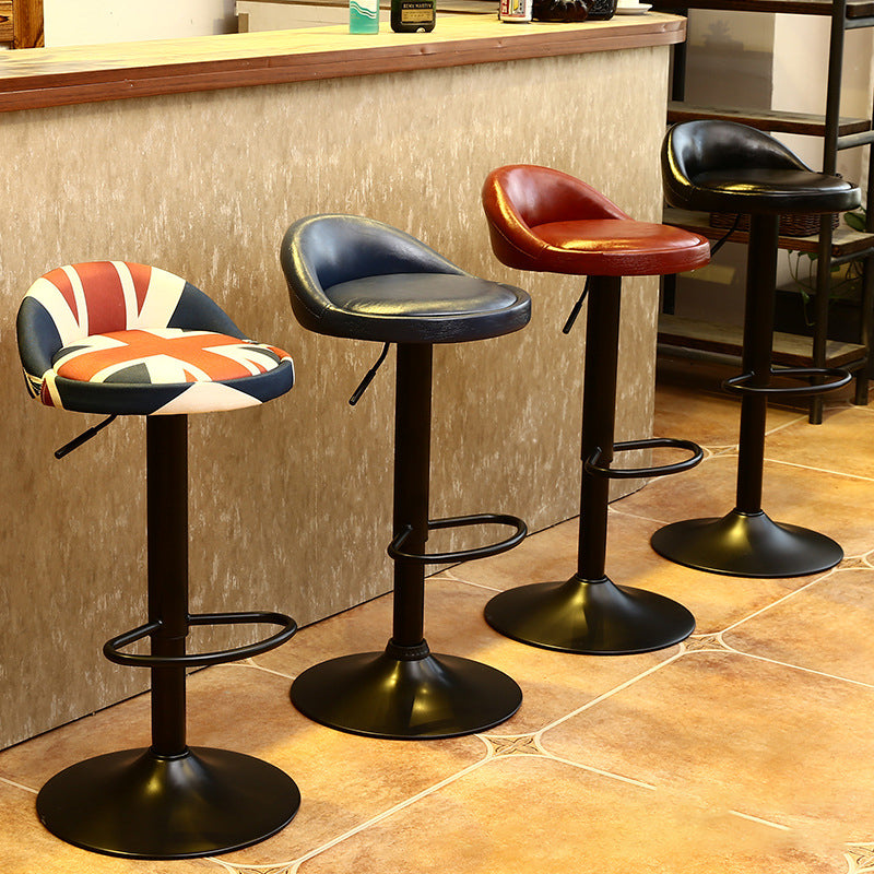 Industrial Metal Adjustable Swivel Barstool with Cushion 32" Height Bar Stool 1 Piece Clearhalo 'Bar Furniture' 'Bar Stools' 'bar_stools' 'furniture_bar_stools' 'Kitchen & Dining Furniture' 'kitchen&dining_furn' 'kitchen' 'kitchen_furn' Furniture' 4182707